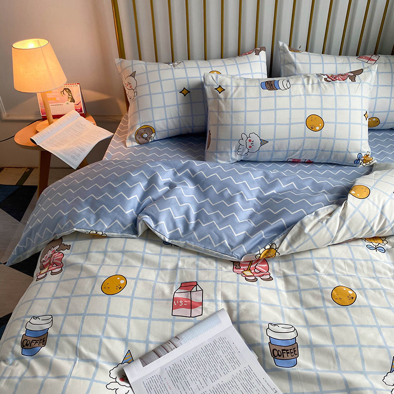 Three-Piece Set Of Single Bed Sheets In Student Dormitory