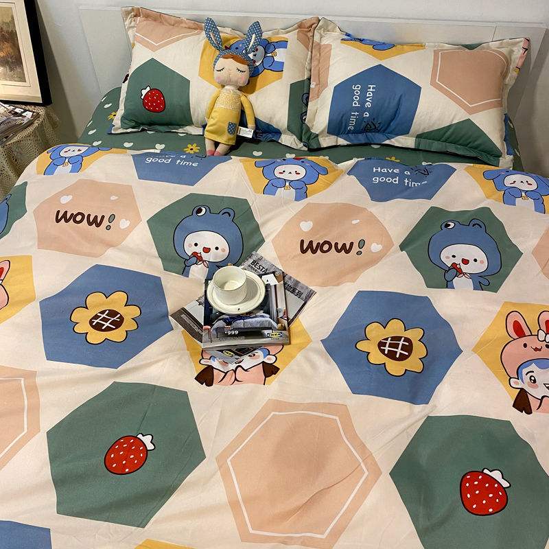 Three-Piece Set Of Single Bed Sheets In Student Dormitory