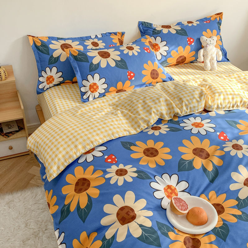 Three-Piece Set Of Single Bed Sheets In Student Dormitory