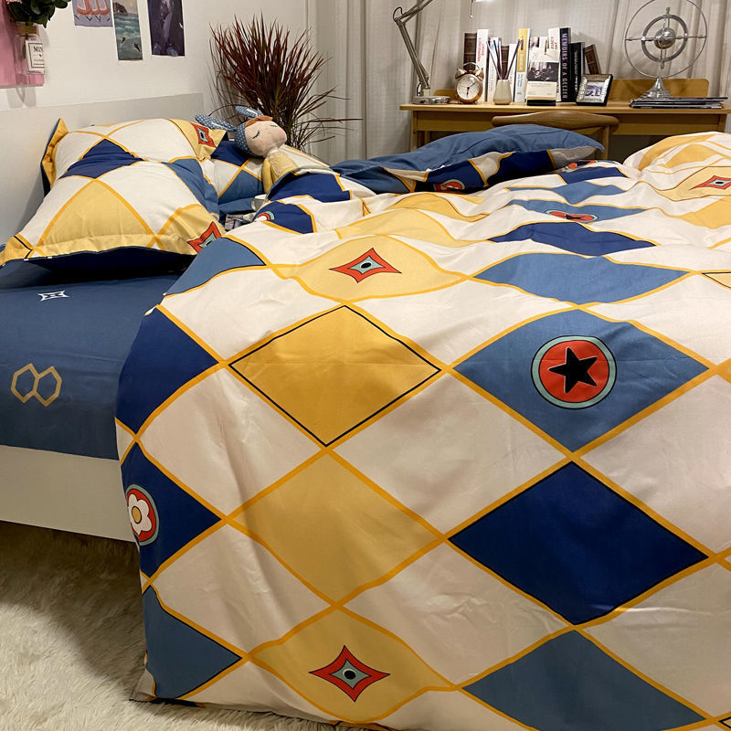 Three-Piece Set Of Single Bed Sheets In Student Dormitory