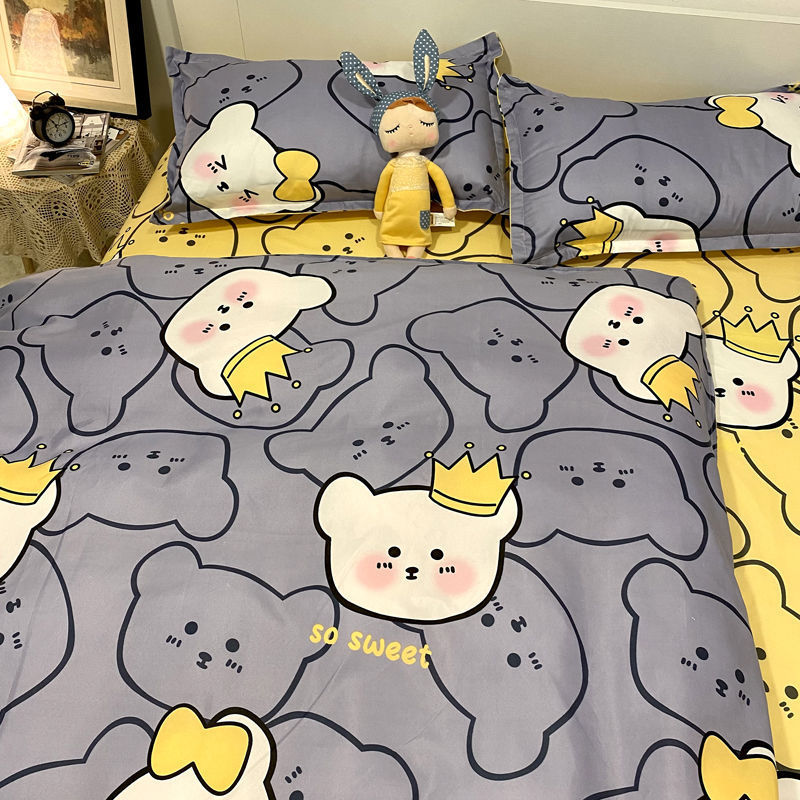 Three-Piece Set Of Single Bed Sheets In Student Dormitory