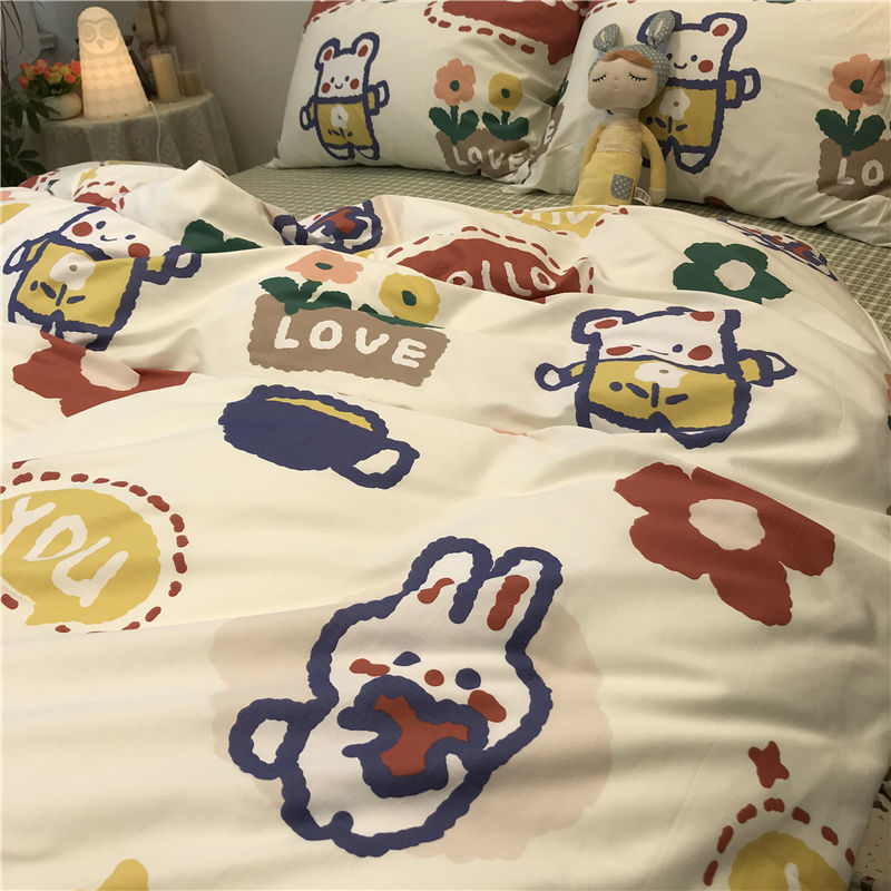 Three-Piece Set Of Single Bed Sheets In Student Dormitory