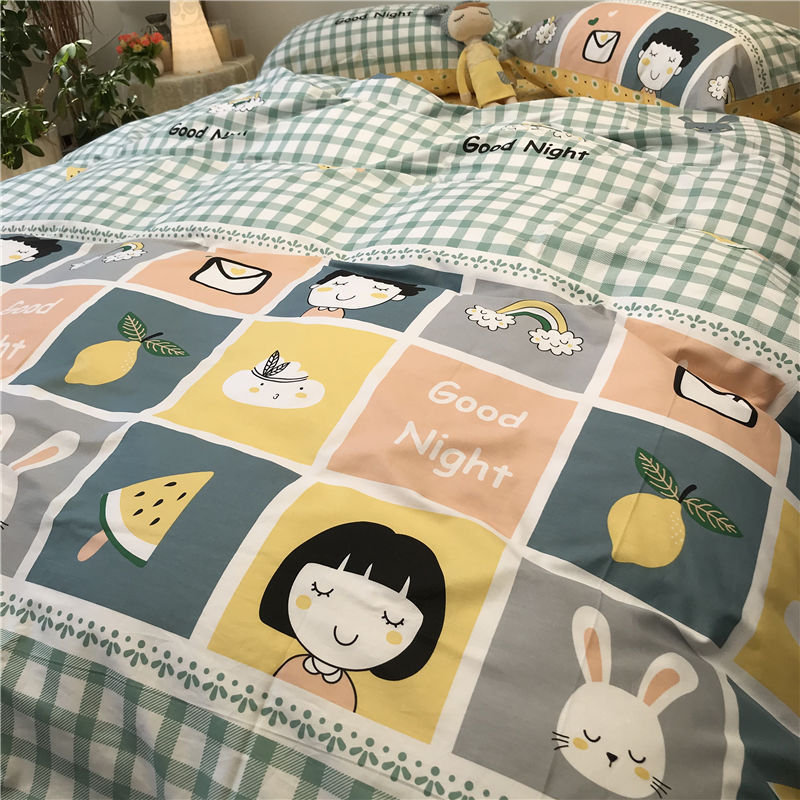 Three-Piece Set Of Single Bed Sheets In Student Dormitory