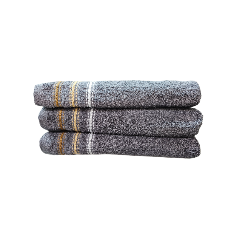 Charcoal Elegance Embroidered Towel