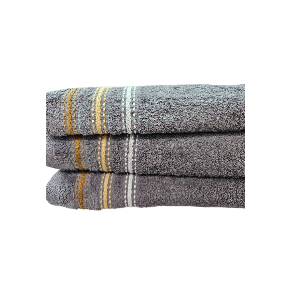 Charcoal Elegance Embroidered Towel